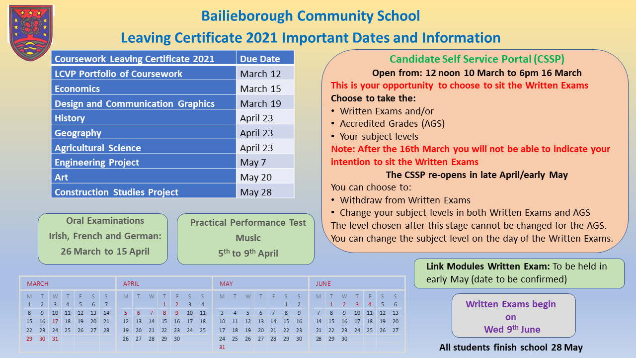 LC Exam Dates 2021