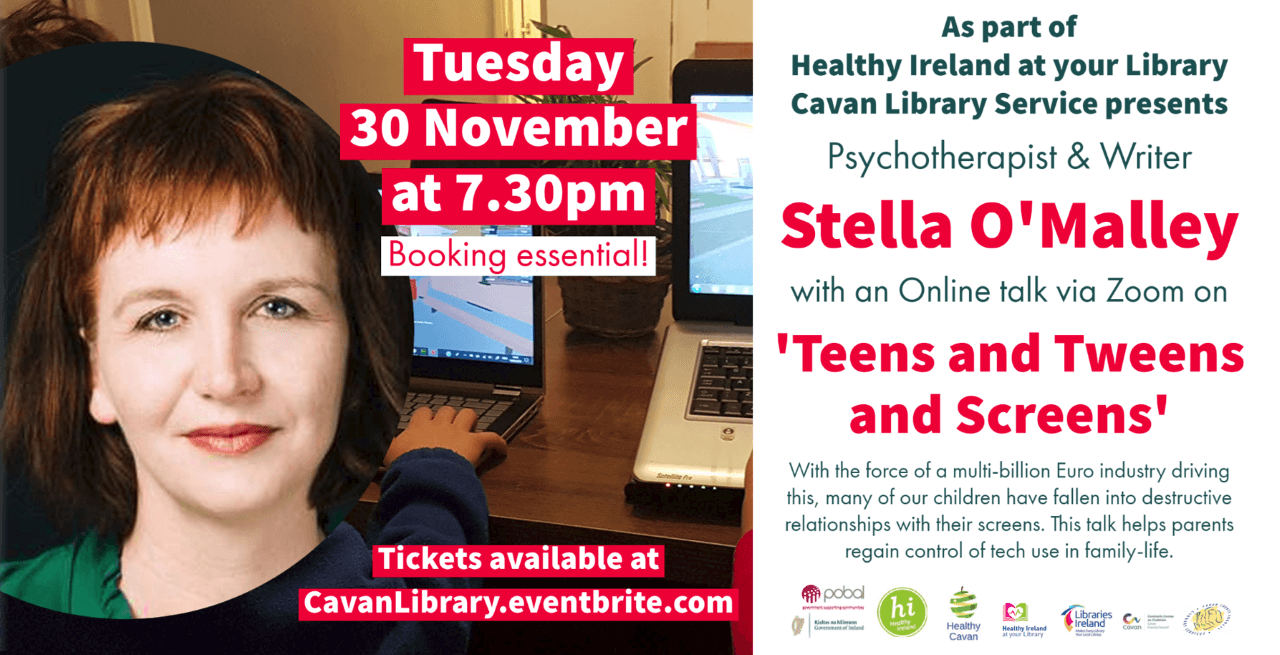 “Teens and Tweens and Screens” – Advice about regaining control of tech use in family life for Parents/Guardians on November 30th